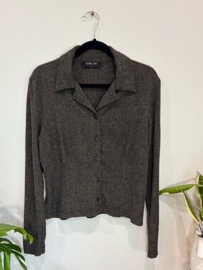 Ronen Chen | Grey  Wool Button Down Top | Size 4
